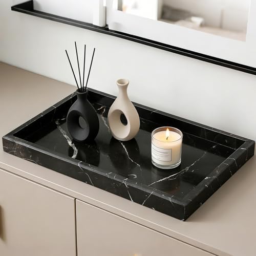 Garvee Natural Marble Tray, 12x8 Inch Dark Coffee Veined Stone Vanity Tray for Bathroom Counter, Non-Ceramic/Non-Resin Decorative Organizer for Home Decor - Image 7