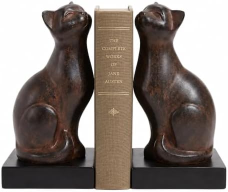 Comfy Hour 6.8 Inch Cat Bookends for Shelves, Cat Statue, Set of 2 by ComfyHour