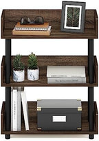 Furinno TURN-N-TUBE Display Shelf, 3-Tier Storage Shelves with Side Panels, Open Shelves Book Shelf with Rounded Corner Top Edges, for Organization and Storage, Living Room, Home Office, Walnut - Image 5