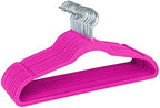 Simplify Slim Velvet Clothes Hangers | 100 Pack | Non-Slip | Shirts | Suit | Pants | Dresses | Garments | Closet Storage & Organization | Durable | Fuchsia by Simplify