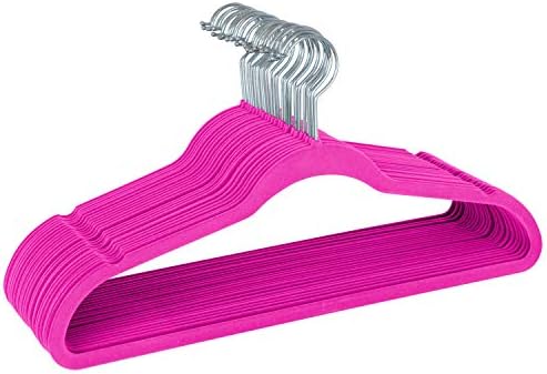 Simplify Slim Velvet Clothes Hangers | 100 Pack | Non-Slip | Shirts | Suit | Pants | Dresses | Garments | Closet Storage & Organization | Durable | Fuchsia by Simplify