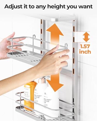 ODesign 4 Tier Adjustable Shower Caddy Hanging Over Showerhead Silver - Image 6