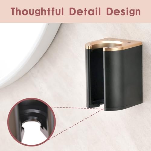 Dyson Airwrap Holder, Aluminum Curling Iron Holder Wall Mount for Dyson Airwrap/Airstraight/Shark Flex Style, Flat Iron Holder for Bathroom Storage, Black & Gold Chochoyah - Image 3