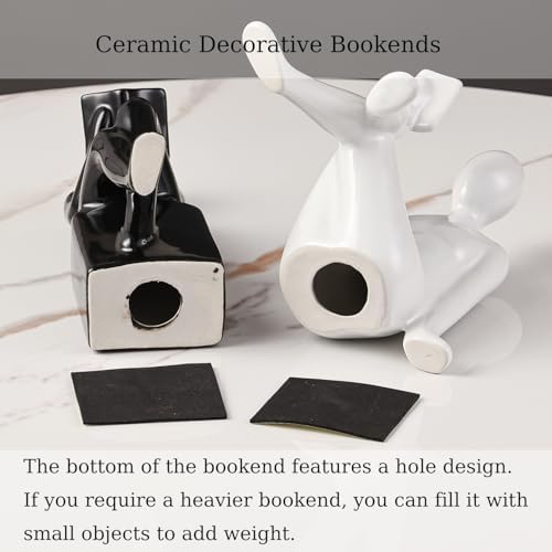 Ceramic Decorative Bookends, Book Ends for Shelves, Home Office Decor - Image 5