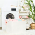 MINTWOOD Design 112L Extra Large Blanket Basket Holder Living Room, 25"x17"x16" Rectangle Rope Woven Storage Basket with Handles for Laundry, Towels, Shoes, Dog Toy Organizer Bin Box, Creamy White - Image 3