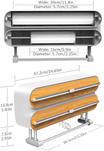Magnetic Foil and Plastic Wrap Organizer, Magnetic Aluminum Foil Dispenser, Magnetic Wrap and Foil Cutter with Cutter for Wrap, Foi & Parchment. Clean Cuts Every Time. (B) - Image 2