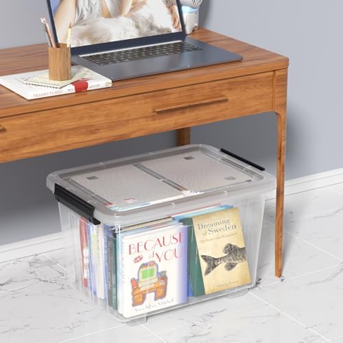 30 Quart Box with Wheel, 4-Pack Clear Plastic Storage Bin with Lids - Image 5