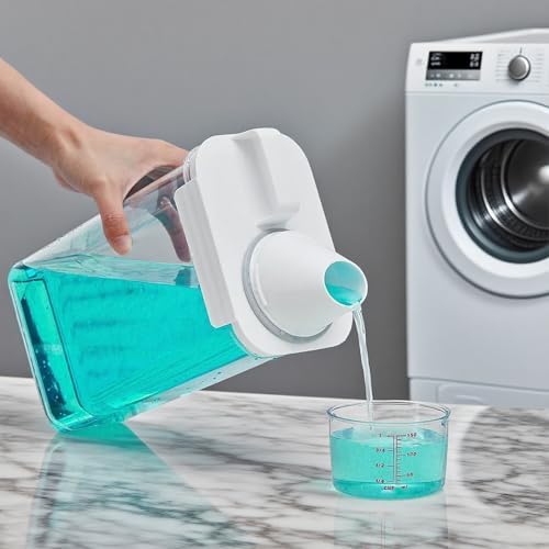 5 Pcs Liquid Laundry Detergent Dispenser 78 oz Clear Soap Powder Container with Lids Fabric Softener Bleach Dispenser for Storage Laundry Room Organization - Image 4