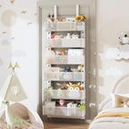 Over The Door Organizer, 6-Tier Heavy-Duty Metal Mesh Rack, Adjustable Large Baskets, 2-in-1 Hanging or Wall Mount Spice Rack, Behind The Door Organizer for Bedroom Closet Bathroom Pantry Kitchen - Image 3
