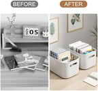 ORGIDOL 8 Pack White Storage Bins with Lids Stackable Storage Container for Organizing, Storage Boxes with Handle for Shelves, Cute Storage Bin for Craft, Snacks, 9.85x6.9x5.7 inch - Image 7