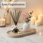 Travertine Vanity Tray for Bathroom Counter, 10"x5" Natural Marble Tray, Hand Polished, Perfume Organizer with Non-Slip Base, Candles, Stone Jewelry Dish (Travertine Beige, 9.8X4.7) - Image 4