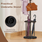 Coat Rack Freestanding, Coat Rack Stand with Umbrella Holder, Coat Tree, Coat Hanger Stand with 12 Hooks for Clothes Bag Hats, Hat Rack Hall Tree Coat Hanger Umbrella Stand for Entryway - Image 5