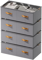 4 Pack Under Bed Storage Bins,10 Inch Tall, Light Gray, 31.5x15.8x10 inch by FHSQX