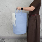 XUANGUO Cotton Rope Laundry Basket Hamper for Clothes, large light blue - Image 3