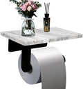 Toilet Paper Holder with Natural Marble Shelf for Bathroom Washroom,Wall Mounted Tissue Holder Suitable for Mega Rol(Middle 7.87 * 4.72 in, Matte Black) by Nodafuer
