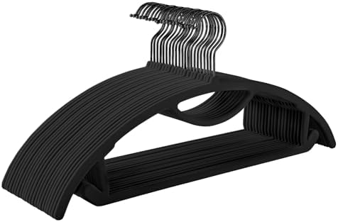 MIZGI Premium Velvet Hangers 50-Pack,No Shoulder Bump Hangers W/Tie Bar Ultra Thin Space Saving Non Slip Hanger Heavy Duty Felt Rounded Clothes Hanger for Sweaters,Coat,Jackets,Pants,Shirts by MIZGI