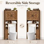 Homhedy Wooden Over The Toilet Storage Cabinet, Rustic Walnut - Image 5