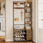 GiftGo Hall Tree with Shoe Storage 31.5" Entryway Coat Rack with 4 Shelves Floor Standing Clothes Rack Shoes Shelf Organizer for Home Office Bedroom by GiftGoDirect
