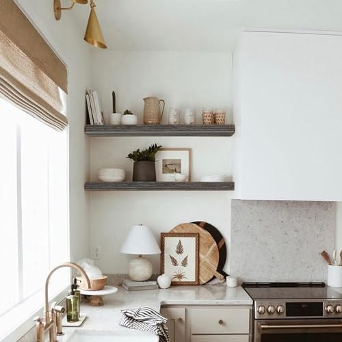 QEEIG Long Floating Shelves for Wall (Grey, Set of 2, 35.4") - Image 5