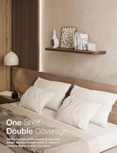 BATODA Floating Shelves for Wall, 36" Set of 2, Round Edge, Walnut Color - Image 4
