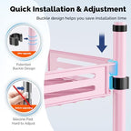 HAMITOR Corner Shower Caddy, 4 Tier Adjustable Bathroom Organizer - Pink - Image 3