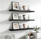 24 Inch Rustic Wood Floating Shelves Farmhouse Wooden Wall Shelves for Bathroom Bedroom Living Room Kitchen Office Set of 4 Black - Image 7
