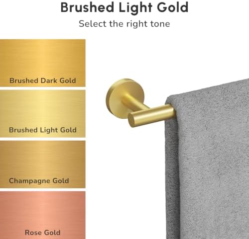 USHOWER 8PCS Light Gold Bathroom Hardware Set, 18-Inch Towel Bar Set - Image 3