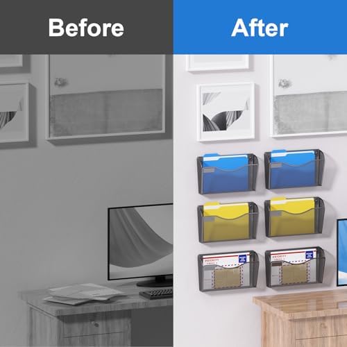 samstar 6 Pack Magnetic File Holder, Mesh Wall File Organizer File Pocket Mail Organizer Paper Folder Holder for Office/Home, No Drilling(Magnetic) - Image 7