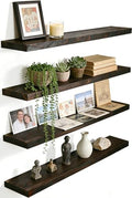 24 Inch Rustic Wood Floating Shelves Farmhouse Wooden Wall Shelves for Bathroom Bedroom Living Room Kitchen Office Set of 4 Brown by HXSWY