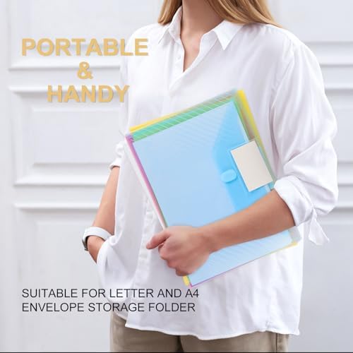50 Pack, Plastic Envelopes File Folders, HeavyDuty Document Folder for Letter and A4 Size, Clear Document Holder with Label Pockets for School Home Work Office Organizer (50) - Image 2