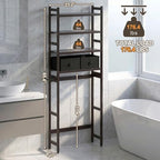 Homde Bathroom Over Toilet Storage Rack: Adjustable 4-Tier Bamboo (Brown) - Image 2