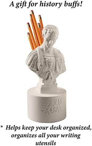 WHAT ON EARTH Julius Caesar Pencil Holder Stab Back Ides of March Pencil Holder for Desk, Roman Bust Statue with Back Stabbed Holes - Image 2