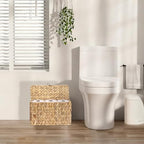 Sumnacon Toilet Paper Basket, Wicker Water Hyacinth Toilet Paper Holder with Handles and Lid, Holds Up to 6 Mega Rolls, Decorative Farmhouse Woven Bathroom Accessories Toilet Tissues Organizer, Large - Image 2