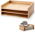 chiazllta 3 Pack Stackable Wood Letter Tray Wood Desk Paper Organizer Tray Wooden Office Documents Shelf Holder for A4 Paper Mail File Document Magazines Folders Receipts Home Office Supplies Storage by chiazllta