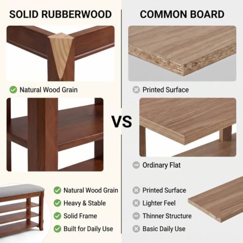 SolidWood Entryway Shoe Rack Storage Bench, Flip-Top Soft-Close Lid, 39.4'' - Image 4