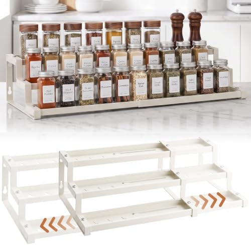 Expandable Spice Rack Organizer for Cabinet, Supports 17.6 lbs Per Tier by Holismo