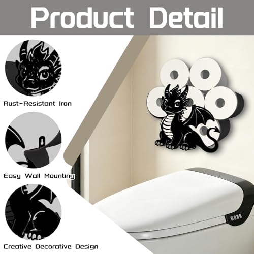 Dragon Toilet Paper Holder Wall Mount/Stand for Extra 8 Rolls - Image 3