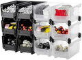 VEVOR Plastic Stackable Storage Bins, 14.8 x 8.5 x 7.1 inch (12 Pack), Plastic Containers for Organizing & Storage Bins for Garage, Small Parts, Office Supplies, Other Accessories, Black & Transparent by VEVOR