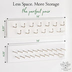 TreeHouse London Tie Rack Organizer – Holds 40 Large Ties – Solid Wood & Sturdy Metal Storage Holder for Closet – Wall Mounted Tie Display Hanger for Wall, Bedroom (White) 16''L x 4.25''H - Image 5