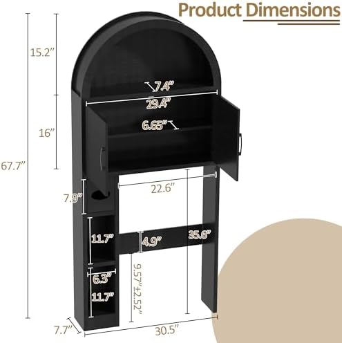 Spurgehom Over Toilet Storage Cabinet, Bathroom Arch Organizer, Black - Image 2