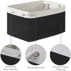 TheWarmHome Storage Basket for Gifts Empty - Large Cubes 3 Pack 15.8x11.8x11.8 inch Storage Bins for Organizing Book Cloth Bathroom Toy (White & Black) - Image 6