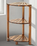 IBosins Corner Shower Caddy Standing 3-Tier Wood Shelf Bathroom Organizer by IBosins