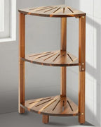 IBosins Corner Shower Caddy Standing 3-Tier Wood Shelf Bathroom Organizer by IBosins