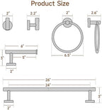 USHOWER 8PCS Light Gold Bathroom Hardware Set, 24-Inch Towel Bar Set - Image 2