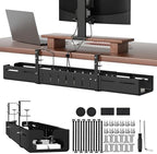 Under Desk Cable Management Tray, Expandable 25.2"–38.6" Cable Tray,Black by SUREUP9