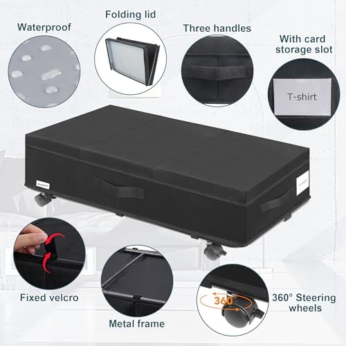 Supowin Under Bed Storage with Wheels, 2Pack Rolling Underbed Storage - Image 3