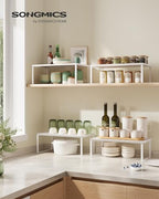 SONGMICS Set of 2 Metal Spice Racks, Stackable Expandable Shelf Risers - Image 2