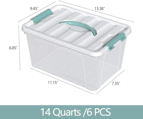 Zopnny 14-Qt Storage Bin with Lid, Stackable Latch Box with Handle, 6-Pack - Image 2