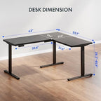 FLEXISPOT 63 x 55 Reversible L-Shaped Corner Standing Desk, Black - Image 3