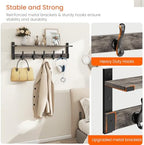 Homode Coat Rack Wall Mount with Shelf, 29 Inch Wall Shelf with Hooks, Grey - Image 3